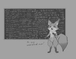 anthro breasts butt eyewear female glasses looking_at_viewer nipples nude simple_background smile solo tail teacher text white_background archerteamr_artist canid canine fox mammal digital_media_(artwork) english_text monochrome