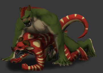 anal anthro bodily_fluids cum doggystyle duo from_behind_position genital_fluids male male/male orgasm sex tail mamaubear mythology nemu_(mamaubear) red_(mamaubear) dragon humanoid lizard mythological_creature mythological_scalie orc reptile scalie absurd_res hi_res