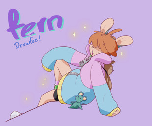 ambiguous_gender anthro backpack bottomwear clothing duo feral freckles fur hoodie round_ears shorts thin_tail topwear that_box_thing drawfee_(copyright) fern_(drawfee) mammal mouse murid murine rodent hi_res