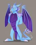 anthro blue_body blue_scales eyewear glasses looking_at_viewer male scales solo standing tail wings avaroncave disturbed-mind activision mythology spyro_reignited_trilogy spyro_the_dragon the_legend_of_spyro cyril_(spyro) dragon mythological_creature mythological_scalie scalie absurd_res hi_res