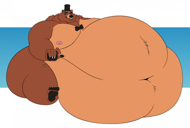 5_fingers 5_toes anthro belly big_belly big_butt big_moobs black_eyebrows black_nose black_pawpads blue_eyes bow_tie butt claws clothing deep_navel eyebrows feet fingers hat headgear headwear huge_belly huge_butt huge_moobs hyper hyper_belly immobile male moobs morbidly_obese morbidly_obese_anthro morbidly_obese_male navel nipples obese obese_anthro obese_male overweight overweight_anthro overweight_male pawpads pink_nipples sitting solo toes top_hat white_claws blojack_(artist) five_nights_at_freddy's scottgames freddy_(fnaf) bear mammal hi_res