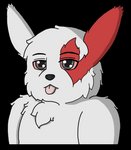 black_eyes blep feral fluffy fur male markings red_body red_fur red_sclera solo tongue tongue_out white_body white_fur zangtober_2020 darknetic nintendo pokemon generation_3_pokemon pokemon_(species) zangoose absurd_res alpha_channel bust_portrait digital_media_(artwork) hi_res portrait