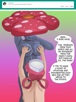 big_breasts breast_grab breasts clothing duo female female/female flower hair hand_on_breast hat hat_only headgear headgear_only headwear headwear_only huge_breasts human_on_humanoid interspecies mostly_nude not_furry nude pink_hair plant simple_background text nearphotison nintendo pokemon nurse_joy elemental_creature elemental_humanoid flora_fauna flower_creature flower_humanoid generation_1_pokemon human humanoid mammal plant_humanoid pokemon_(species) vileplume 2026 english_text hi_res