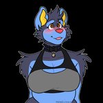 anthro athletic_wear bell bell_collar black_clothing blue_body blue_fur blue_hair blush bra breasts brown_eyes clothing collar female fur grey_clothing hair heart_eyes heart_symbol keyhole_clothing looking_away multicolored_body multicolored_fur pokemorph pose slightly_chubby slightly_chubby_female smile solo sports_bra tight_clothing tongue tongue_out underwear puppeon nintendo pokemon pup_(puppeon) felid feline generation_4_pokemon luxio mammal pokemon_(species) 1:1 alpha_channel hi_res pinup