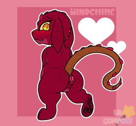 anthro anus blush blush_lines bubble_butt butt fangs female genitals horn long_tail pawpads puffy_anus solo spikes spikes_(anatomy) tail teeth vulva young young_anthro young_female alleymutt windchime_(oc) kobold lizard reptile scalie hi_res