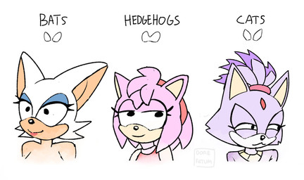 anthro black_eyes blue_eyeshadow comparing eyelashes eyeshadow female fur group hair half-closed_eyes happy makeup narrowed_eyes pink_body pink_fur pink_hair purple_body purple_fur short_hair simple_background smile text trio white_background white_hair dorefatum sega sonic_the_hedgehog_(series) amy_rose blaze_the_cat rouge_the_bat bat domestic_cat eulipotyphlan felid feline felis hedgehog mammal english_text hi_res meme