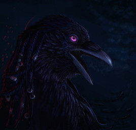 ambiguous_gender anthro beak black_beak black_body black_feathers dreadlocks feathers purple_eyes solo himeragoldtail avian bird corvid corvus_(genus) oscine passerine raven 2018 digital_media_(artwork) hi_res