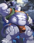 abs anthro biceps clothing fur male muscular muscular_anthro muscular_male nipples pecs solo underwear white_body white_fur reclamon grimoire_of_zero mercenary_(grimoire_of_zero) felid mammal pantherine tiger 4:5 hi_res