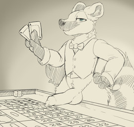 anthro balls biped bottomless clothed clothing fur genitals hair humanoid_genitalia humanoid_penis looking_at_viewer male penis simple_background smile solo standing teeth backsash mammal procyonid raccoon 2019 absurd_res digital_media_(artwork) hi_res monochrome sketch