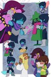 ambiguous_gender anthro book cheese clothed clothing dairy_products female food freckles fur group hug licking male melee_weapon moss plant sword tongue tongue_out weapon white_body white_fur mochiri deltarune undertale_(series) kris_(deltarune) noelle_holiday ralsei susie_(deltarune) bovid caprine darkner deer dinosaur goat human mammal prehistoric_species reptile scalie 2021 2:3 absurd_res hi_res