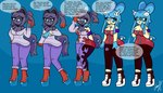 7:4 absurd_res alternate_costume anthro big_breasts black_body black_fur blue_body blue_fur body_size_growth breasts clothed clothing clothing_swap colored confusion dialogue english_text female footwear fur generation_3_pokemon generation_5_pokemon hair_growing hi_res hypnosis mind_alteration mind_control minun nintendo personality_change platform_footwear platform_shoes pokemon pokemon_(species) red_body red_fur sequence shoes size_transformation sneakers solo soropin species_transformation speech_bubble spiral_eyes tan_body tan_fur text thick_thighs transformation wedge_(footwear) zorua
