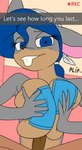 animated anthro bandanna bedroom_eyes big_breasts blue_eyes blue_hair breast_play breasts buckteeth cleavage clothed clothing creatiffy digital_media_(artwork) duo english_text erection female fur genitals geronimo_stilton_(series) grey_body grey_fur hair hi_res huge_breasts humanoid kerchief looking_at_viewer male male/female mammal mouse murid murine narrowed_eyes pasties paulina_(thea_sisters) penis rodent seductive sex short_playtime simple_background smile teeth text thea_sisters titfuck