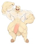 abs anthro balls beard big_muscles brown_body clothing eyes_closed facial_hair flexing genitals hooves horn huge_muscles hyper hyper_muscles male muscular penis shirt simple_background small_head smile solo topwear translucent translucent_clothing translucent_shirt translucent_topwear white_background freebird11 bovid caprine goat mammal 2019 absurd_res hi_res