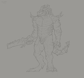 anthro claws featureless_crotch holding_object holding_weapon horn male male_anthro mouth_closed muscular muscular_anthro muscular_male nude plant pupils simple_background slit_pupils solo standing toe_claws weapon aduran mythology dragon elemental_creature flora_fauna mythological_creature mythological_scalie scalie 2022 absurd_res dated full-length_portrait hi_res monochrome portrait signature sketch