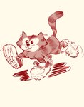 :3 ambiguous_gender closed_smile clothed clothed_feral clothing feral footwear footwear_only front_view fur happy mostly_nude mouth_closed pink_background raised_tail red_monochrome shadow shoes shoes_only simple_background smile solo tail toony toony_eyes walking whiskers 4chan_anon domestic_cat felid feline felis mammal 2025 digital_drawing_(artwork) digital_media_(artwork) full-length_portrait hi_res portrait sketch three-quarter_portrait