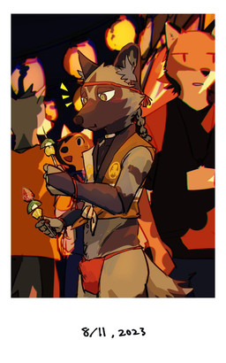 anthro asian_clothing braided_hair clothing east_asian_clothing eating fundoshi group hair japanese_clothing lamp lantern male photo public red_clothing red_fundoshi red_underwear spring_festival underwear ptb_3_trying hyena mammal spotted_hyena 5:8 hi_res