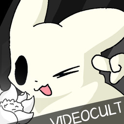 ambiguous_gender black_eyes black_nose empty_eyes flower glowing one_eye_closed open_mouth plant simple_background solo text wink peanut~1314 rain_world videocult gourmand_(rain_world) humanoid slugcat 1:1 subtitled