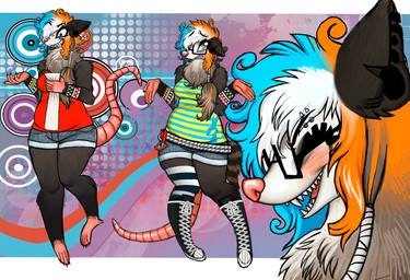 4_toes 5_toes alternative_fashion anthro beaded_jewelry beads blue_hair bottomwear breasts brown_body brown_fur close-up clothing denim denim_bottomwear denim_clothing denim_shorts detailed_background eyebrow_piercing eyeliner eyewear facial_piercing feet female footwear frutiger_metro fur glasses hair jewelry kandi_(jewelry) makeup multicolored_hair multiple_poses neck_tuft open_mouth open_top_glasses orange_hair pattern_clothing pattern_shirt pattern_topwear piercing pose raccoon_tail rectangular_glasses red_clothing red_shirt red_topwear scene_(fashion) sharp_teeth shirt shoes shorts sleeveless_shirt slightly_chubby slightly_chubby_anthro slightly_chubby_female sneakers solo striped_clothing striped_shirt striped_topwear stripes tail teeth thick_thighs toes topwear tuft white_hair wide_hipped_anthro wide_hipped_female wide_hips y2k_(fashion) demonixs1 kaia_(demonixs1) american_opossum mammal marsupial 2026 digital_drawing_(artwork) digital_media_(artwork)