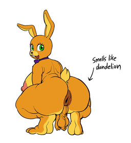 anthro anus balls barefoot big_breasts big_butt bow_tie breasts brown_body buckteeth butt crouching feet foreskin genitals green_eyes gynomorph intersex long_ears looking_back machine nipples nude_gynomorph penis pink_nipples smile solo tail teeth voideyedpanda five_nights_at_freddy's scottgames spring_bonnie_(fnaf) animatronic robot hi_res