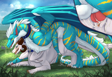 balls blue_body blue_fur blush bodily_fluids claws collar cum cum_in_vagina cum_inside cutaway digitigrade duo ejaculation feathers female female_penetrated feral feral_on_feral feral_penetrated feral_penetrating feral_penetrating_feral from_behind_position fur genital_fluids genitals horn male male/female male_penetrating male_penetrating_female membrane_(anatomy) membranous_wings mounting penetration penile penis quadruped sex tail thick_tail vaginal vulva white_body wings conditional_dnp zenrii european_mythology mythology dart_(frstr4706) serratia dragon furred_dragon furred_scalie mythological_creature mythological_scalie scalie western_dragon absurd_res hi_res