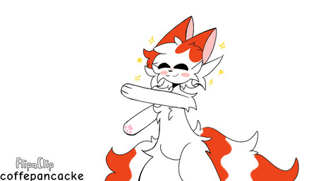 animated_gif anthro blush cat_tail eyes_closed happy long_tail male orange_body solo tail white_body voidlyvessel wpd marsey domestic_cat felid feline felis mammal 16:9 animated short_playtime widescreen