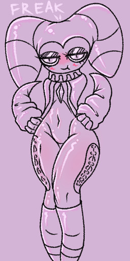 ambiguous_gender blush blush_lines clown dialogue glistening hands_on_hips jester makeup mascara navel smug_grin solo standing stripes text wide_hips flowersunink nights_into_dreams sega nights_(nights_into_dreams) human mammal nightmaren english_text