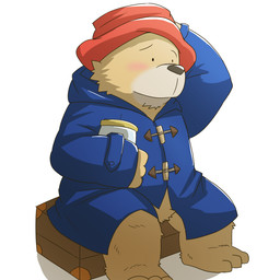 anthro blush brown_body brown_fur clothed clothing fur hat headgear headwear kemono male overweight overweight_anthro overweight_male pink_blush simple_background sitting solo white_background conditional_dnp emufu paddington_and_company_limited paddington_bear bear mammal 1:1 2015