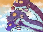 3_heads blue_body blue_scales cloud horn male multi_head purple_body purple_scales scales sky yellow_sclera peanutcat62 kid_icarus mythology nintendo hewdraw dragon monster mythological_creature mythological_scalie scalie hi_res