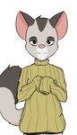 anthro big_tail clothing male simple_background smile solo sweater tail topwear white_background qunteki the_testimony_of_trixie_glimmer_smith gregg australian_possum lemur mammal marsupial petaurid primate strepsirrhine sugar_glider hi_res