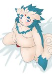 anthro belly blue_eyes blush bulge clothing male moobs navel nipples overweight overweight_anthro overweight_male solo underwear young young_anthro shimawolf asian_mythology east_asian_mythology japanese_mythology lifewonders mythology tokyo_afterschool_summoners agyo_(tas) foo_dog komainu mammal yokai 2021