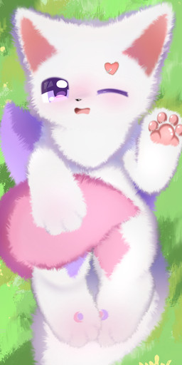 ambiguous_gender anthro blush covering covering_self fur grass grass_field lying multicolored_body multicolored_fur pink_body pink_fur plant purple_body purple_fur solo white_body white_fur shiningcanc canid canine canis domestic_dog mammal absurd_res hi_res