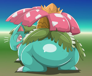 ambiguous_gender feral open_mouth plant solo type nintendo pokemon elemental_creature flora_fauna generation_1_pokemon pokemon_(species) scalie venusaur 2015 hi_res