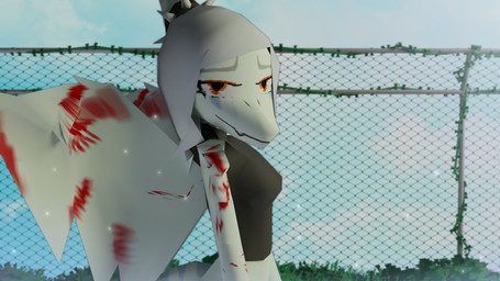 anthro blood blue_body bodily_fluids boots chain-link_fence clothed clothing crying female fence footwear grey_hair hair long_hair low_poly makeup navel orange_eyes shoes side_view solo standing tears wings unknown_artist cavemanon_studios goodbye_volcano_high ko_op_(game_developer) snoot_game fang_(gvh) prehistoric_species pterosaur reptile scalie 16:9 3d_(artwork) digital_media_(artwork) hi_res widescreen