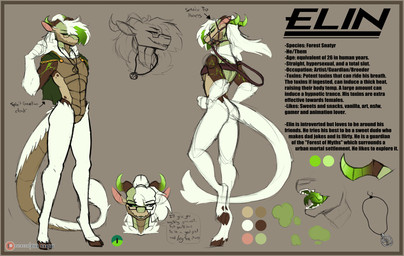 anthro biped border butt eyewear fingers front_view fur glasses hair hooves horn male nude nude_anthro nude_male rear_view smile solo tail teeth text tongue yellow_border spiritelin elin_(psychorodent) snatyr 2025 digital_drawing_(artwork) digital_media_(artwork) english_text hi_res model_sheet