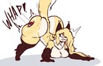 anthro big_breasts big_butt breasts butt butt_slap female fluffy fluffy_tail fur hair huge_butt jiggling long_hair neck_tuft pink_eyes pokeball ripples shocked simple_background slap solo sound_effects tail teeth thick_thighs tuft white_background wobble yellow_body yellow_fur l0ad1ng nintendo pokemon furr_oritsu canid canine fox mammal hi_res