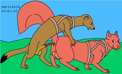 animal_genitalia anus balls brown_body brown_fur duo erection feral feral_on_feral from_behind_position fur genitals grass harness harness_only imminent_anal male male/male mounting outside penis plant red_body red_fur sex sheath sky smile urbanhermit mammal mustelid musteline rodent sciurid tree_squirrel true_musteline weasel 2003 dated low_res