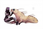 duo female feral quadruped simple_background sitting tail white_background lingrimm bioware electronic_arts mass_effect tali'zorah alien alien_humanoid humanoid quarian varren