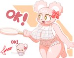 anthro apron apron_only big_breasts bow_ribbon breasts butt clothing curvy_figure female fur latte_(sugar_cubs) nipple_outline pink_body pink_fur solo tail conditional_dnp lhacedor facebook_stickers sugar_cubs bear mammal digital_media_(artwork) hi_res