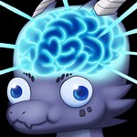 2024 alpha_channel ambiguous_gender anthro big_brain big_cranium blue_body blue_eyes brain_expansion brain_growth colored cranium_growth digital_media_(artwork) emote expansion galaxy_brain horn kobold silly simple_background solo syrupsss tagme transparent_background