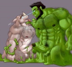 abs anthro balls beard biceps big_muscles big_penis black_hair body_hair chest_hair dominant dominant_male duo erection eye_contact facial_hair foreskin frottage genitals green_body green_skin grin hair hairy horn huge_muscles humanoid_genitalia humanoid_penis humanoid_pointy_ears hypnosis kneeling looking_at_another male male/male mind_control muscular muscular_male nipples nude open_mouth partially_retracted_foreskin pecs penile penis pointy_ears sex side_view simple_background slime smile submissive submissive_male tongue tongue_out tusks danandnite brex rienn goo_creature humanoid mammal orc rhinoceros 2014