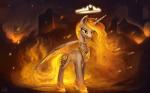 16:10 2015 alternate_color building burning_building cutie_mark daybreaker_(mlp) digital_media_(artwork) equid equine feathered_wings feathers female feral fire friendship_is_magic gold_(metal) halo hasbro hi_res horn jewelry mammal mostly_nude my_little_pony mythological_creature mythological_equine mythology necklace photonoko ruins solo warm_colors white_body white_feathers widescreen winged_unicorn wings yellow_eyes