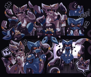 anthro blue_latex clothed clothing diaper doctor drone dronesuit dronification duo fur glistening glistening_body grey_body grey_fur hosesuit latex latex_clothing male pawpads tentacles tight_clothing wearing_diaper latexm4n nintendo pokemon avii_cinderfeather_(squid_dog) canid canine generation_4_pokemon lucario mammal pokemon_(species) hi_res
