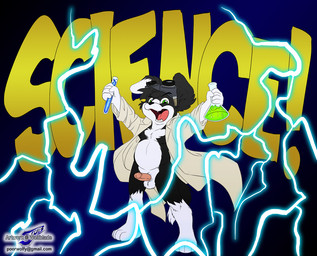 anthro balls clothing coat electricity erection erlenmeyer_flask exclamation_point genitals humanoid_genitalia humanoid_penis lab_coat laboratory_equipment laboratory_glassware lightning male nude paws penis science scientific_instrument slightly_chubby solo test_tube text topwear young young_anthro young_male wolfblade roni_collins border_collie canid canine canis collie domestic_dog herding_dog mammal pastoral_dog sheepdog english_text