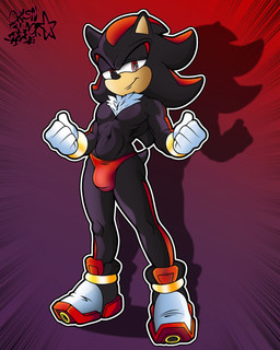anthro athletic athletic_male black_body black_nose clothed clothing fist footwear fur gloves handwear looking_at_viewer male muscular muscular_male navel pecs red_clothing red_speedo red_swimwear red_underwear shoes smile solo speedo standing swimwear topless underwear white_body white_fur crisn-black-space sega sonic_the_hedgehog_(series) shadow_the_hedgehog eulipotyphlan hedgehog mammal 4:5 hi_res