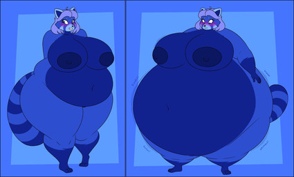 anthro blueberry_inflation blush female inflation nude permaberry solo spherical_inflation swelling thaliaglacyswells bao_azalea ailurid mammal red_panda hi_res