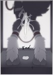 ambiguous_gender anal anal_penetration ankle_cuffs anthro black_body black_fur bloom bodily_fluids bondage_boots border cuff_(restraint) cum cum_drip cum_from_ass cum_in_ass cum_inside cum_on_ground cum_on_leg cum_splatter detailed_background dripping ellipsis faceless_anthro faceless_character fake_hooves fluffy fluffy_tail fur genital_fluids grey_border leashed_anthro legs_together light object_in_ass page_number penetration rear_view restraints sex_toy sex_toy_in_ass sex_toy_insertion skinny_ambiguous solo stairs submissive submissive_ambiguous submissive_anthro submissive_predator tail text vibrator vibrator_hip_strap vibrator_in_ass white_void astat1ne canid canine canis mammal wolf 2025 absurd_res chinese_description chinese_text colored comic digital_drawing_(artwork) digital_media_(artwork) end_page english_text hi_res translated male_(lore)
