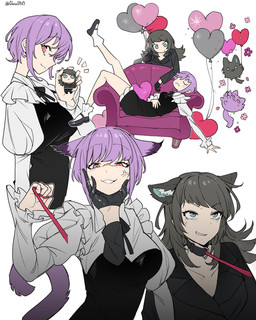 balloon collar cross-popping_vein duo female female/female feral feralized heart_balloon heart_symbol humanoidized inflatable leash leash_pull leashed_collar ggnn_(artist) bang_dream! nyamu_yuutenji umiri_yahata animal_humanoid canid canid_humanoid canine canine_humanoid canis cat_humanoid domestic_cat felid felid_humanoid feline feline_humanoid felis human humanoid mammal mammal_humanoid wolf wolf_humanoid 4:5 absurd_res hi_res