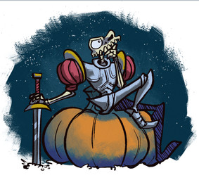 anterior_nasal_aperture armor arms_bent bent_legs black_eyes blue_sky bone breastplate clothed clothed_humanoid clothed_male clothing food fruit fully_clothed fully_clothed_humanoid fully_clothed_male furrowed_eyebrows greaves grey_armor holding_melee_weapon holding_object holding_sword holding_weapon knight male melee_weapon missing_eye night not_furry outside plant pumpkin sitting_on_pumpkin skeleton sky solo sword teeth thinking warrior weapon altermentality medievil_(game) sir_daniel_fortesque animated_skeleton humanoid undead 2023 colored digital_drawing_(artwork) digital_media_(artwork) english_description shaded