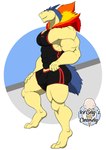 abs anthro big_pecs bulge clothing exercise_clothing hand_on_leg male mane muscular muscular_male pecs raised_leg solo standing tight_clothing 1ceberg nintendo pokemon generation_2_pokemon mammal pokemon_(species) typhlosion absurd_res hi_res