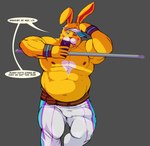 anthro barbell_piercing bulge cellphone detailed_bulge electronics genital_outline humanoid_hands male musclegut muscular navel nipple_barbell nipple_piercing nipples penis_outline phone piercing profanity smartphone solo text yellow_body wkd animal_crossing nintendo zipper_t._bunny lagomorph leporid mammal rabbit 2022 english_text